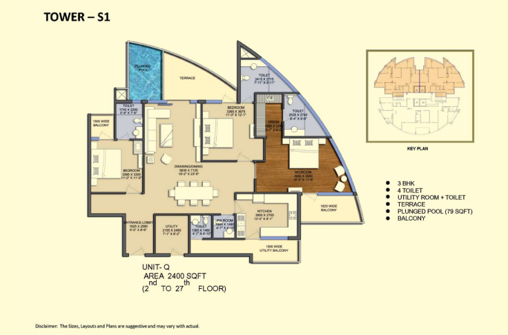 solitairian city 3bhk 4t 2400sqft
